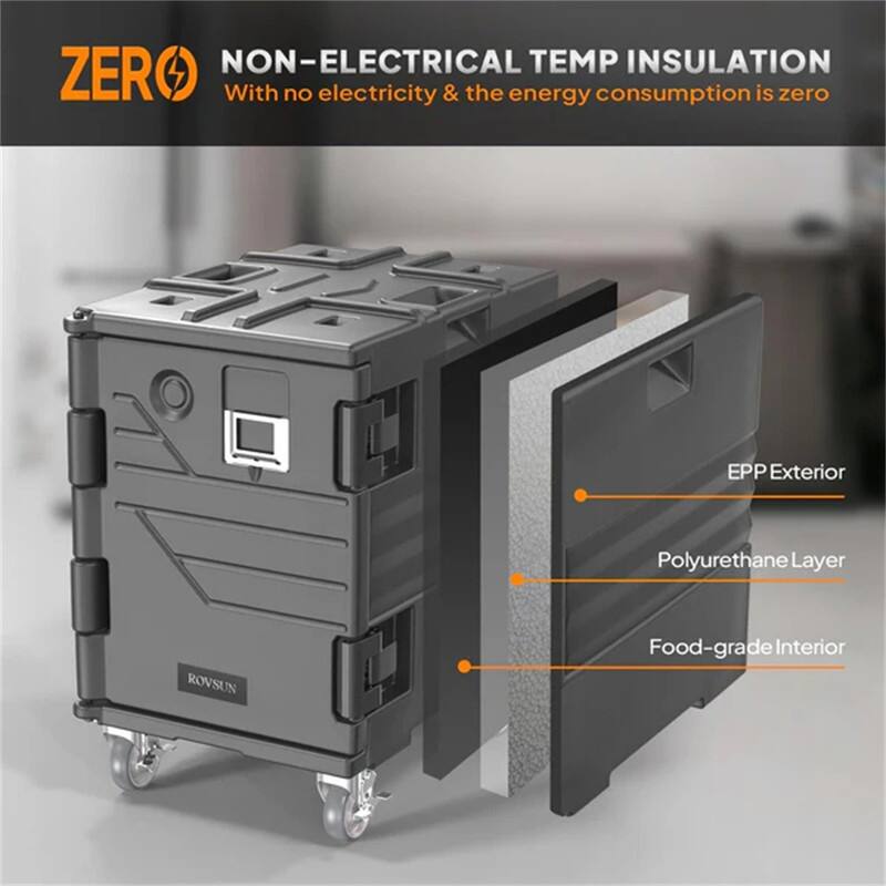 82 QT Insulated Food Pan Carrier with Lockable Wheels