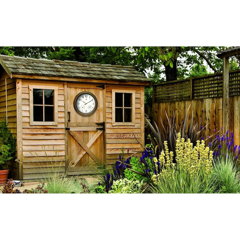 The Craftsman Indoor/Outdoor Wall Clock Thermometer 18 inch by Infinity Instruments - 18 x 2.25 x 18