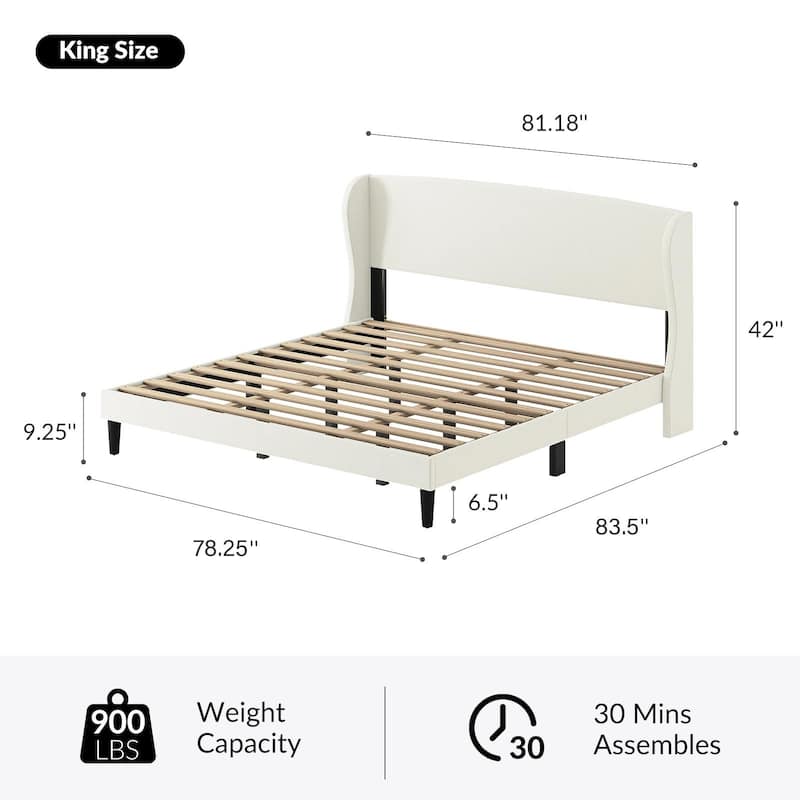 Gerald Upholstered Traditional Wingback Platform Bed By HULALA HOME