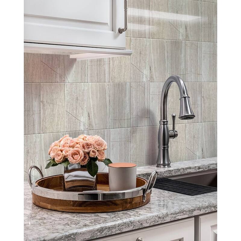 Apollo tile 3 x 6 Grandis Polished Wooden Grey Marble Tile (5 sq ft/case) - 40 Pack
