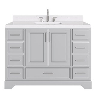 Harper & Bright 30" Bathroom Vanity With Sink - Freestanding, Solid Wood, Ceramic Basin, 1 Door & 3 Drawers, Blue