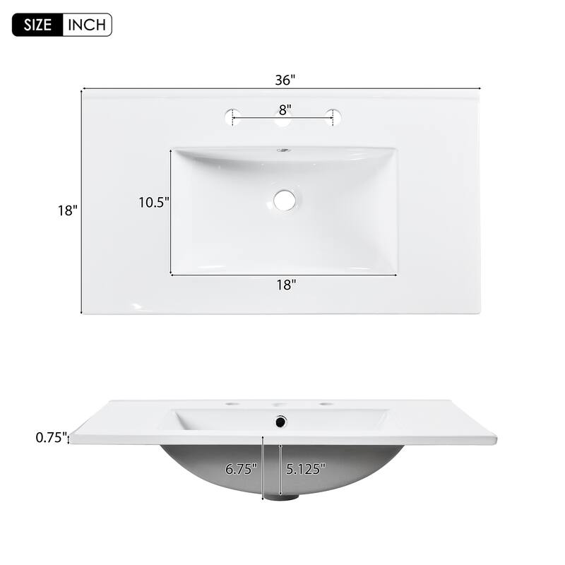 Bathroom Vanity with Resin Sink Set, Bathroom Storage Cabinet with 2 Drawers, Vanity Set with 2 Soft Closing Doors