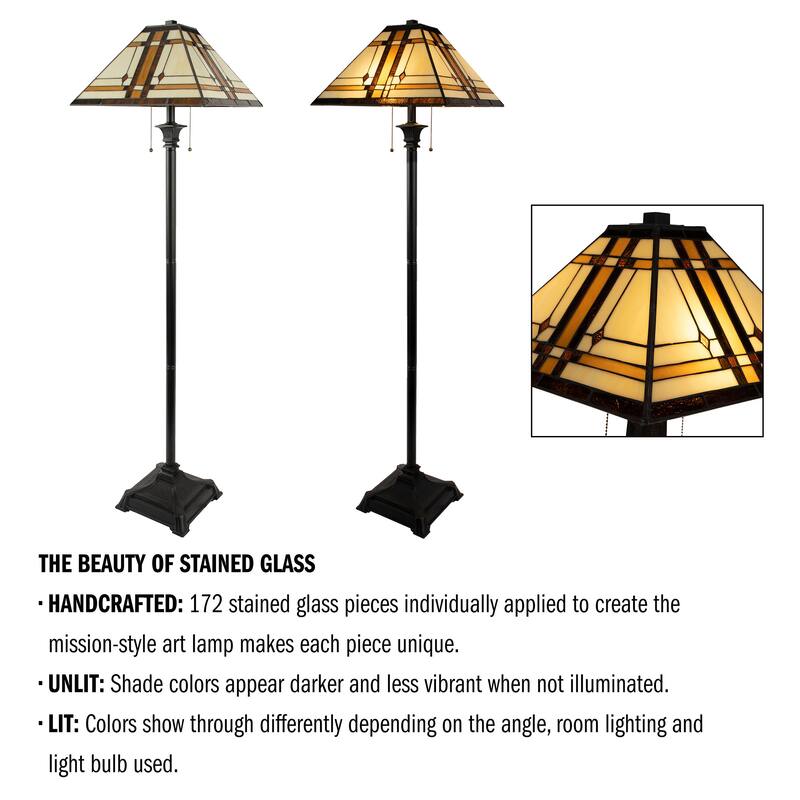 Tiffany Style Floor Lamp-Mission Design Art Glass by Lavish Home - 61" in Height
