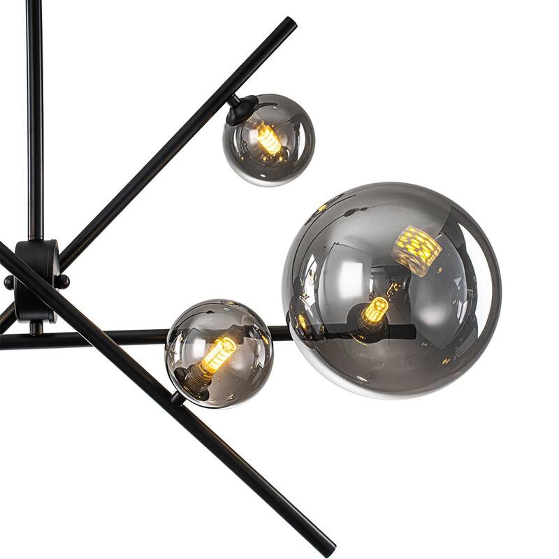 Sleek Modern 6-Light Linear Smoked Glass Mobile Chandelier - 29.9 in