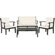 preview thumbnail 1 of 6, SAFAVIEH Outdoor Living Fresno Ash Grey Acacia Wood 4-piece Beige Cushion Patio Set