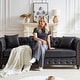 preview thumbnail 5 of 29, Oaks Aura 85.5in. Modern Fabric Chesterfield Sofa with Rolled Arms, 3 Seater Sofa with Button Design and 2 Cushions