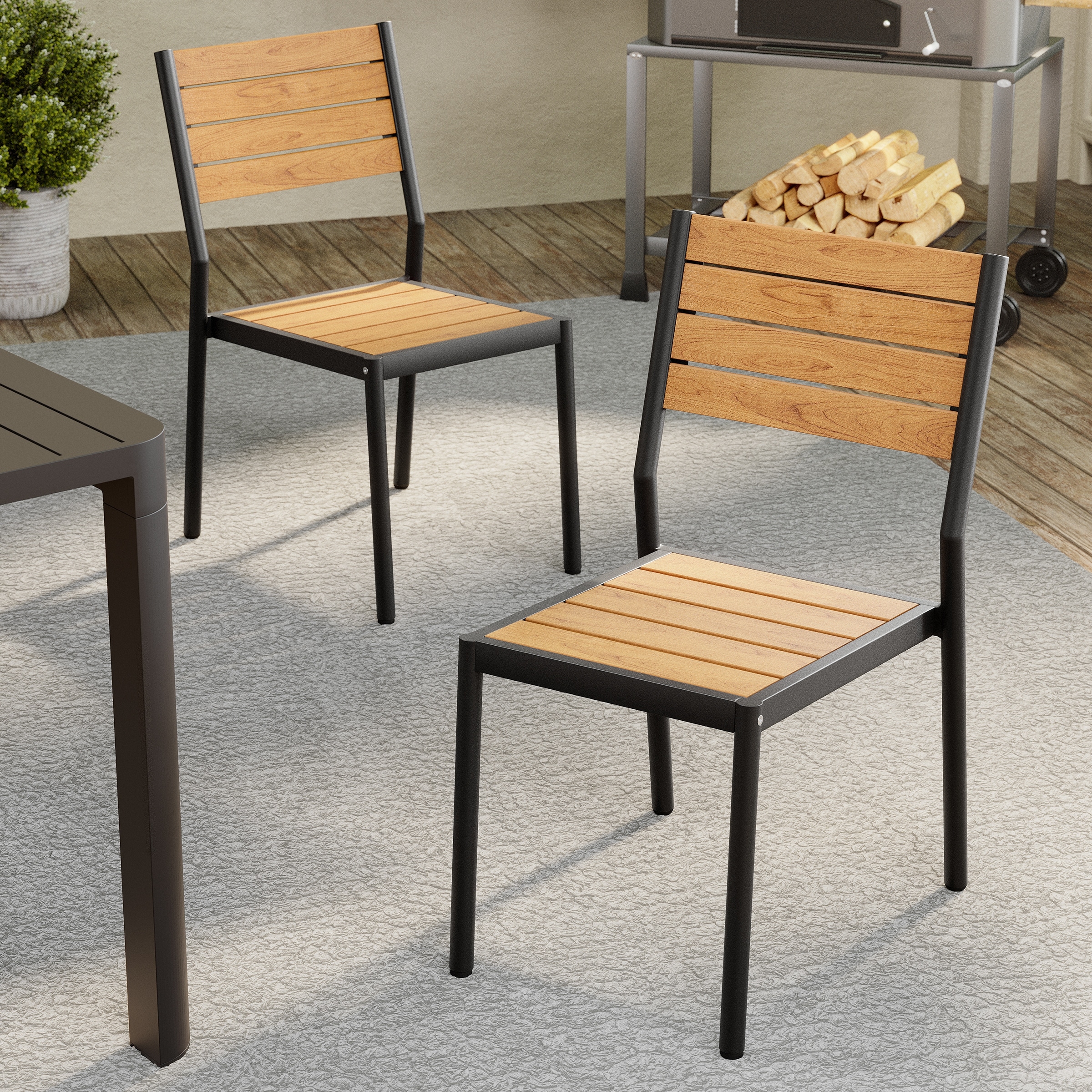 Outdoor All-Weather Aluminum Dining Chairs Modern Stackable Chairs for Patio