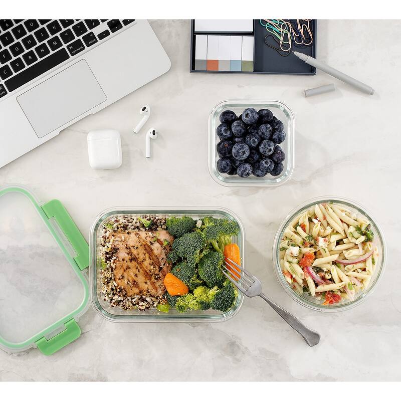 24pc Borosilicate Glass Storage Containers with Lids. 12 Airtight, Freezer Safe Food Storage Containers