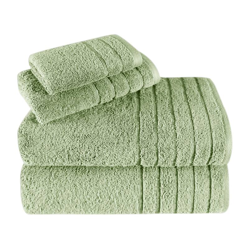 Classic Turkish Towels 4 Piece Cotton Towel Set, Absorbent Hotel & Spa - Green