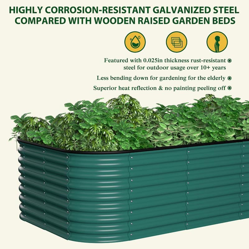 VEIKOUS 24''H Galvanized Raised Garden Bed, Durable Outdoor Planter Box with Rust-Resistant Steel