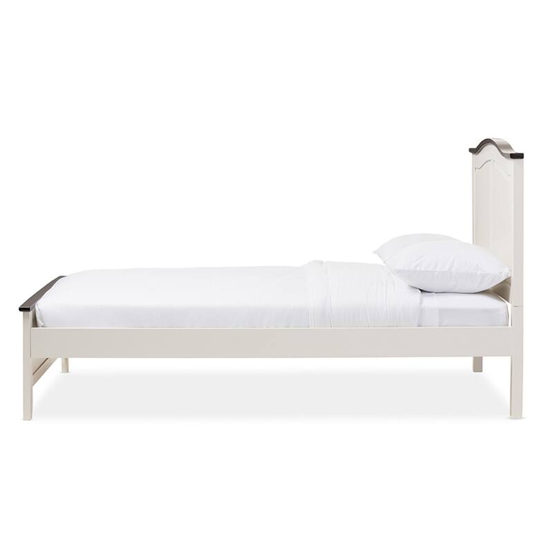Vibes Full Size Platform Bed - Modern Bedroom Bed Frame - Butter Milk & Walnut Finish - Sturdy Low Profile Design