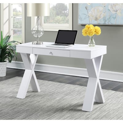 Handmade Home Desk with Drawer - 47" Desk, X-Leg Design, Spacious Surface, Multiple Finishes