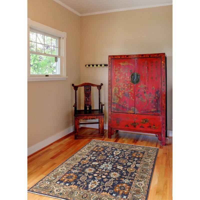 ECARPETGALLERY Hand-knotted Modern Oushak Navy Wool Rug - 8'3 x 9'11