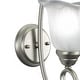 preview thumbnail 8 of 8, Bella 1-Light 7.25 in. W Brushed Nickel Bathroom Vanity Lighting Fixture, White Alabaster Scalloped Glass, Wall Mounted Sconce