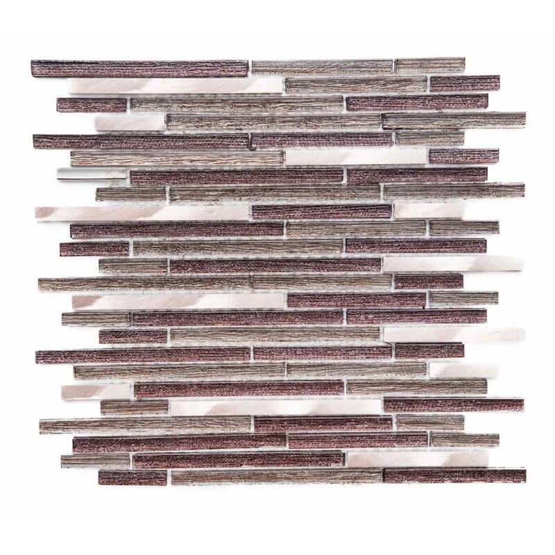 Cosmos Sleek 1in x 3in Glass Mosaic Backsplash Wall Tile - Bronze - 1 Sheet (1 Sq. ft.)