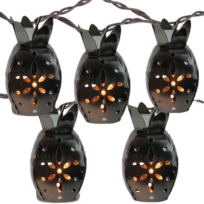 10 Pineapple Novelty Christmas Lights - 7.5 ft Brown Wire - 7.5'