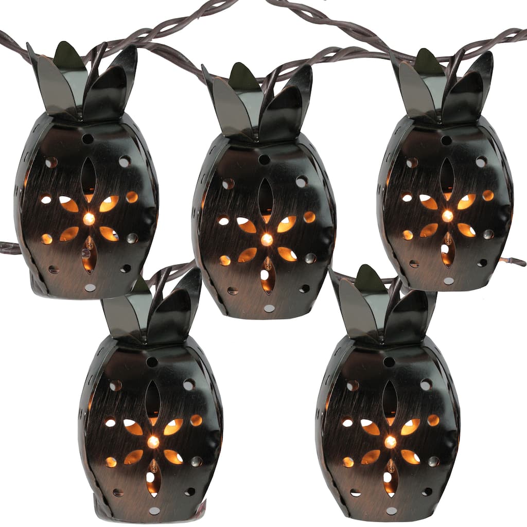 10 Pineapple Novelty Christmas Lights - 7.5 ft Brown Wire - 7.5'