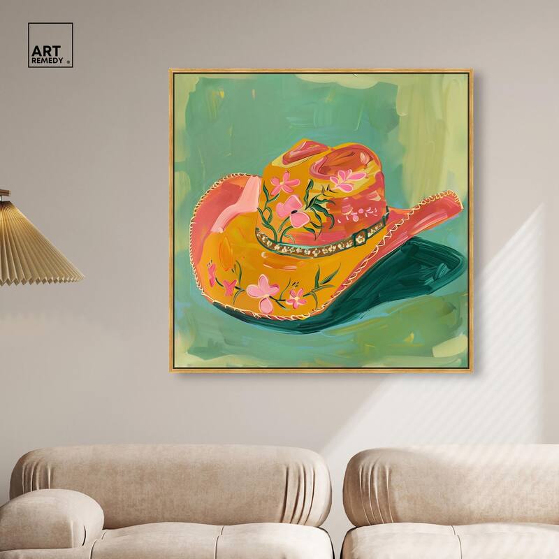 Wildflower Cowboy Hat Canvas by Art Remedy