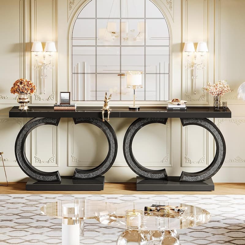 39” Modern Mirror Console Table, Silver Entryway Table for Living Room