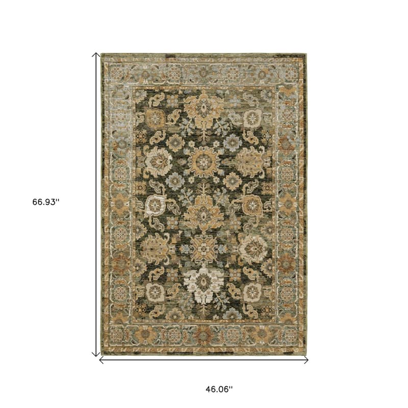 HomeRoots Oriental Traditional Rectangle Area Rug - 66.93 in. x 46.06 in. x 0.55 in.