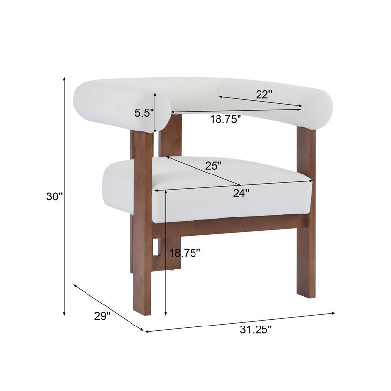 Roomfitters Modern Upholstered Round Arm Accent Chair with Wood Frame,