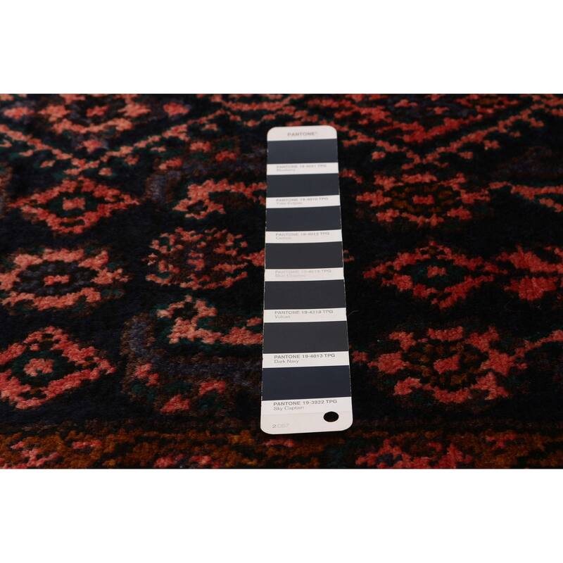 ECARPETGALLERY Hand-knotted Andelz Navy, Red Wool Rug - 3'5 x 12'11