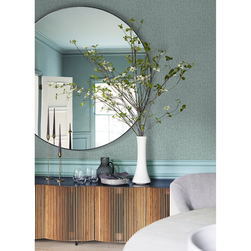 A-Street Prints Snuggle Teal Woven Texture Wallpaper