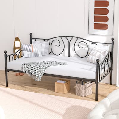 Javlergo Twin Metal Daybed Frame with Slats, Classic Mattress Foundation, No Box Spring Needed