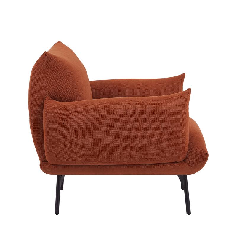 Modern Upholstered Fabric Accent Armchair with Metal Leg