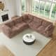 preview thumbnail 1 of 13, Cloud Corner Sofa Soft Plush Upholstered Modular Sectional Sofa Down Filled Living Room Couch Tan