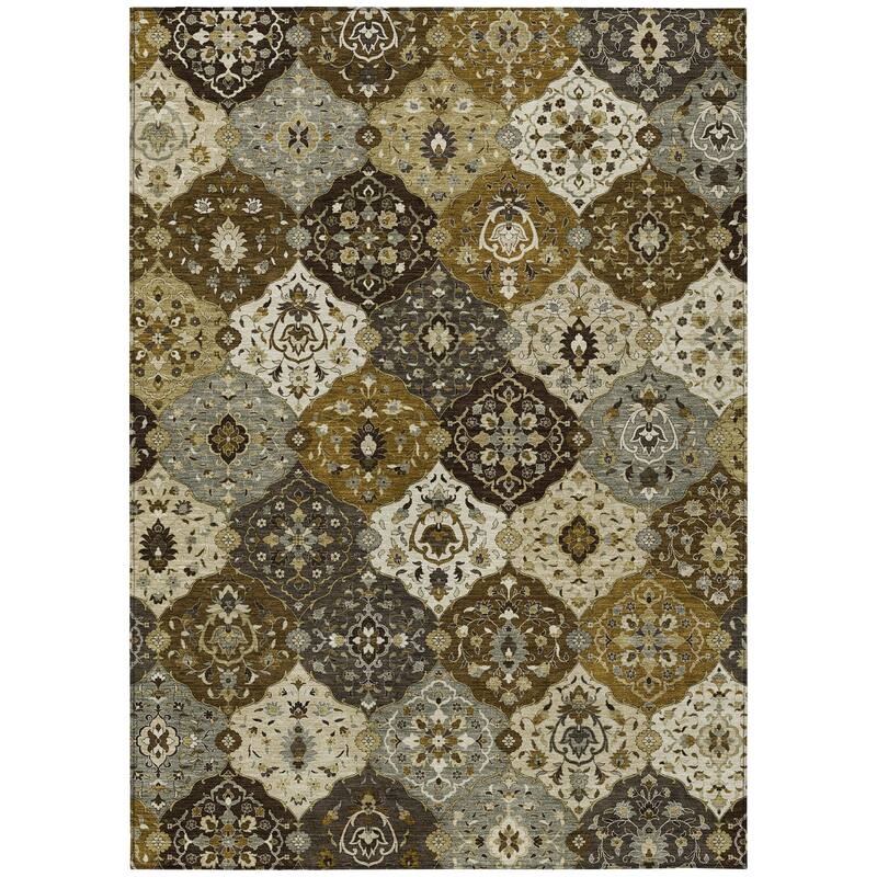 Machine Washable Indoor/ Outdoor Traditional Panel Chantille Rug