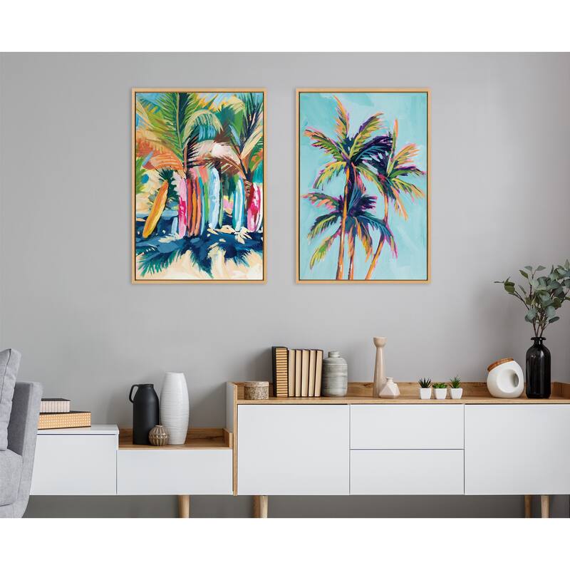 Kate and Laurel Sylvie Surf and Sand Canvas Art Set by Rachel Christopoulos