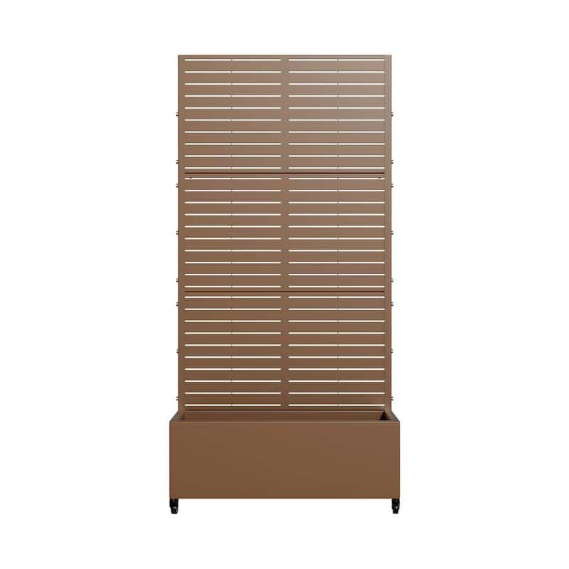 Metal Movable Planter Box with Trellis Privacy Screen Planter Box with Lockable Wheels - 72"x35"