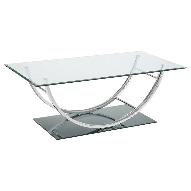 Danville Rectangular U-Shaped Glass Top Coffee Table Chrome - Glass - Chrome