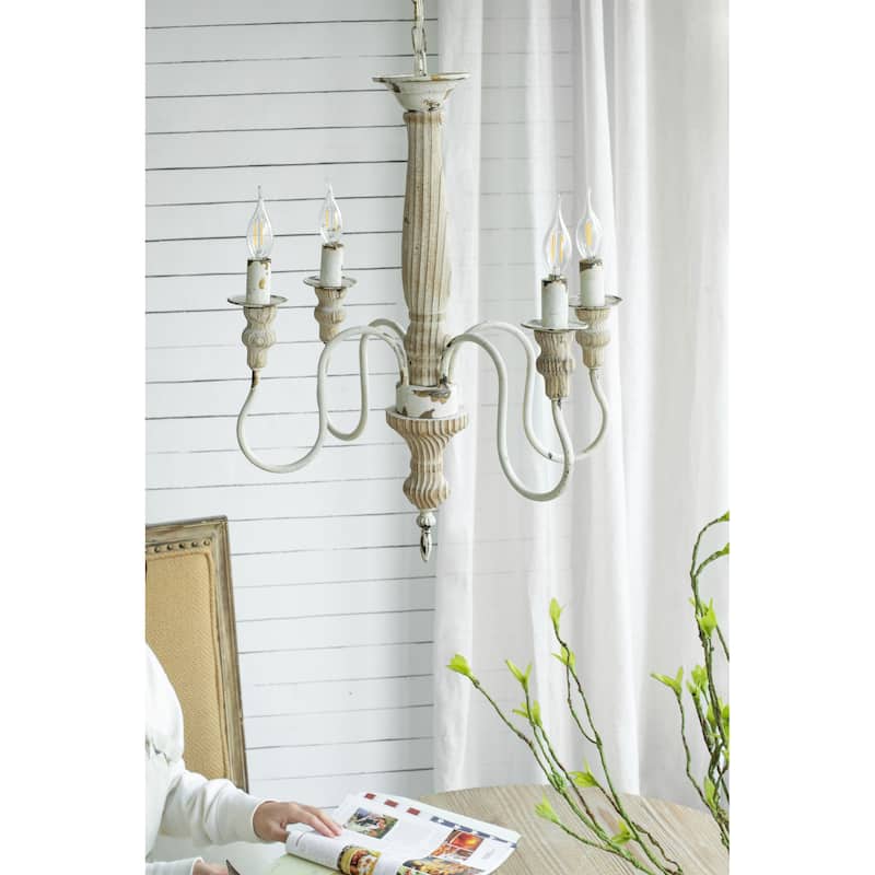 4 - Light Wood Chandelier