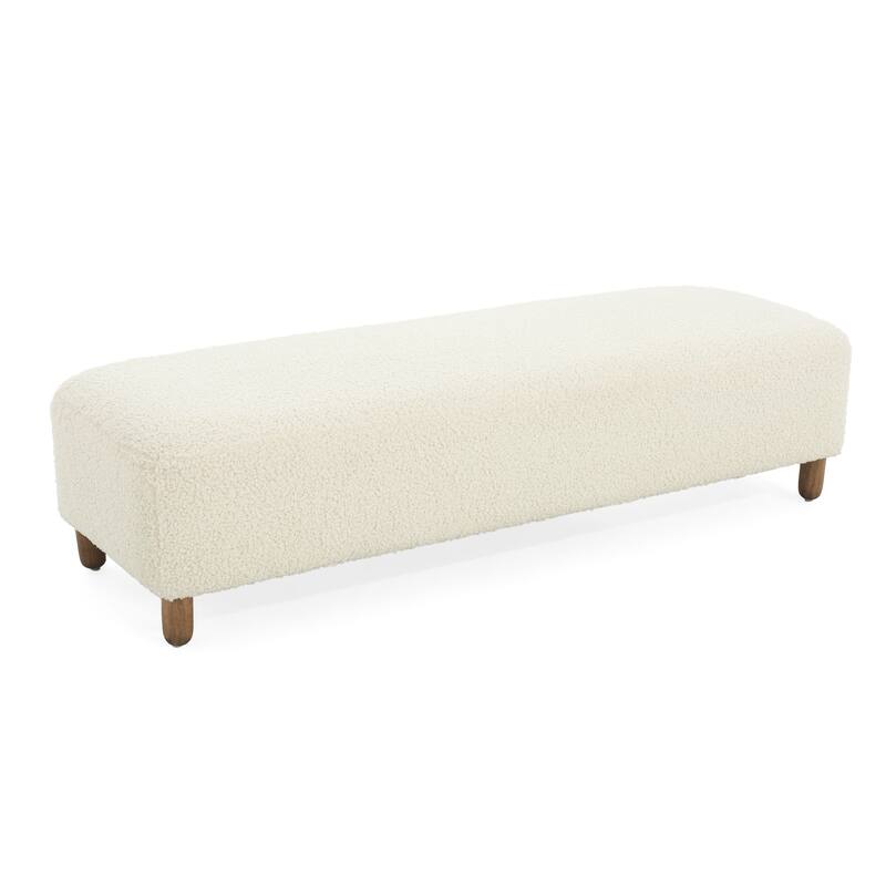 Simple and Versatile Design Comfortable Ottoman with Solid Pine and Plywood Frame, Assembly Required