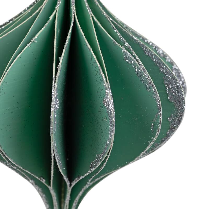 Glittered Onion Christmas Ornament - 4.25" - Green