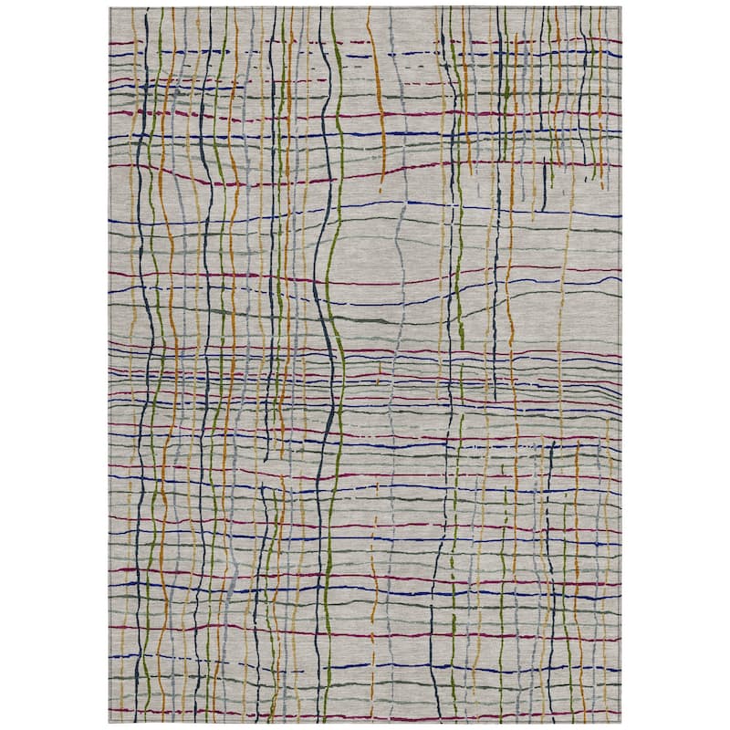 HomeRoots Striped Transitional Rectangle Outdoor Rug
