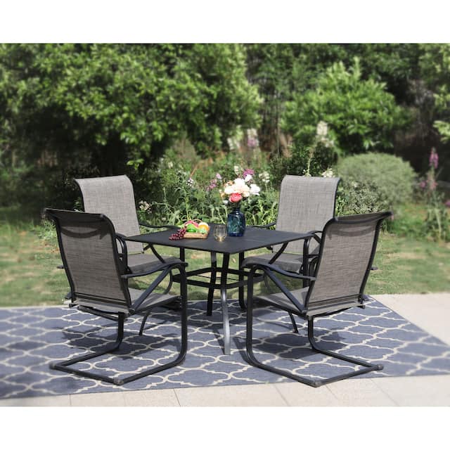 PHI VILLA 5Piece Patio Furniture Dining Set, with 4 C Spring Motion