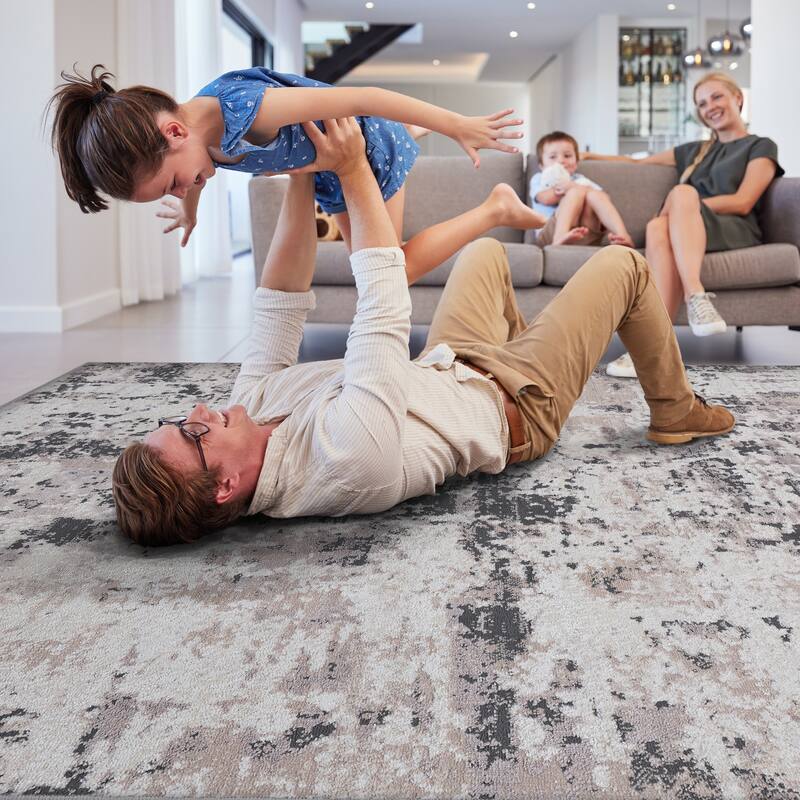 LOOM & LUXE Collection Cream/Brown/Traditional Non-Shedding Area Rug