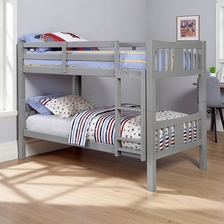 Twin over Twin Wood Bunk Bed with Ladder - Bed Bath & Beyond - 43656042