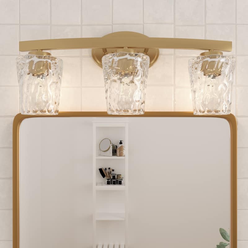 Acroma Modern Bathroom Vanity Light Art Glass Wall Sconce - 3-light/Satin Brass