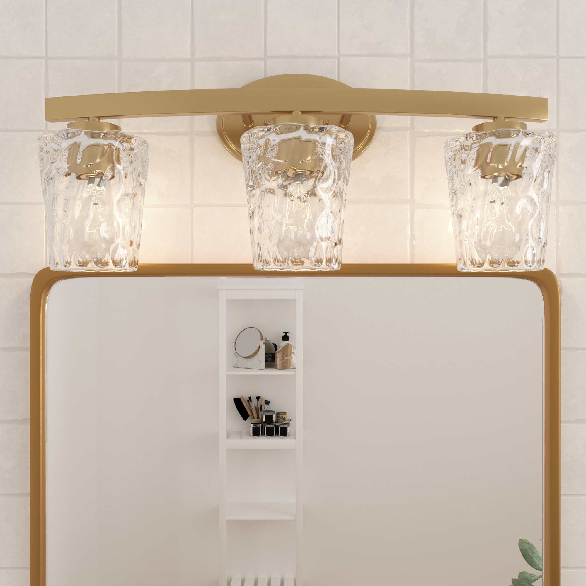 Modern Industrial 3-light Modern Bathroom Vanity Light with Art Glass