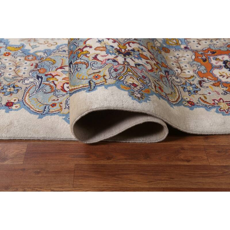 Vintage Traditional Kashan Persian Wool Area Rug Handknotted Carpet