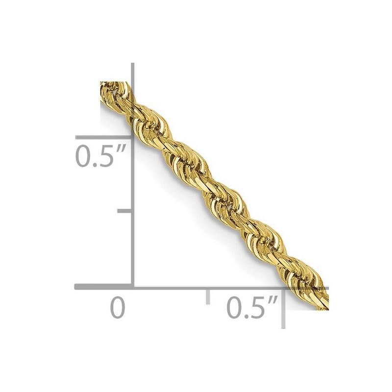 Curata 10k Yellow Gold Solid 2.75mm Sparkle Cut Quadruple Rope Chain Bracelet