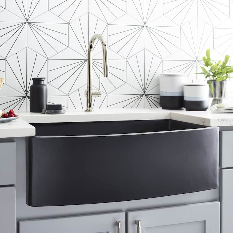 Farmhouse Quartet 33-inch NativeStone Curved Kitchen Sink - 33" x 20.5" x 10.25"