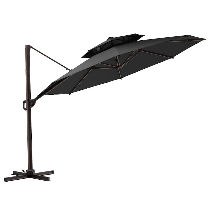 11.5-foot Outdoor Round Cantilever Umbrella Patio Offset Umbrella with No Base