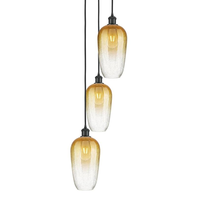 Innovations Lighting 113B-3P-46-14 Brookhaven Flute Pendant Brookhaven - Matte Black / Amber