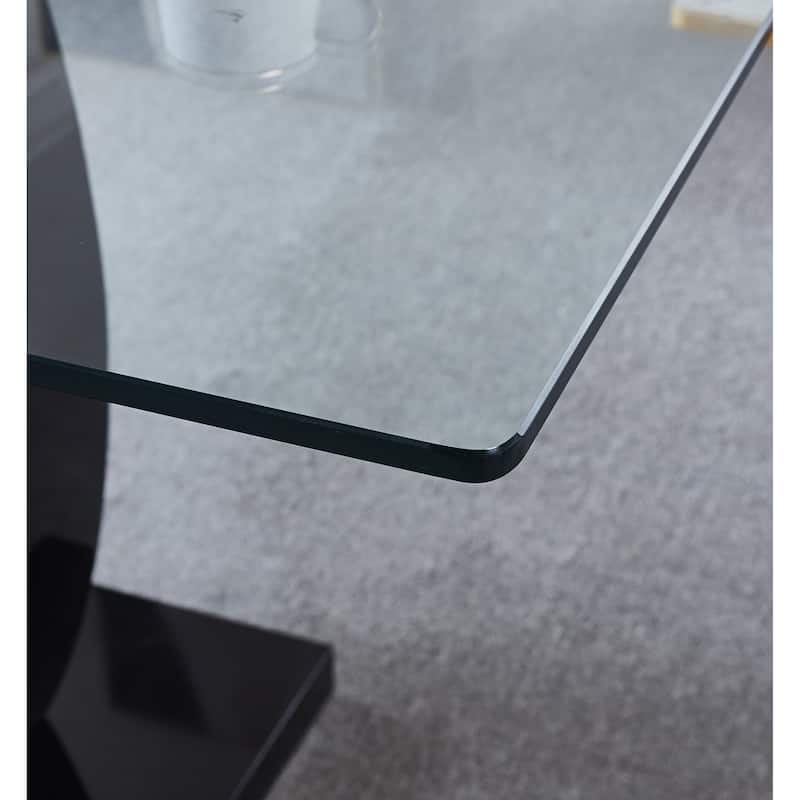 Tempered Glass Top Double Pedestal Dining Table