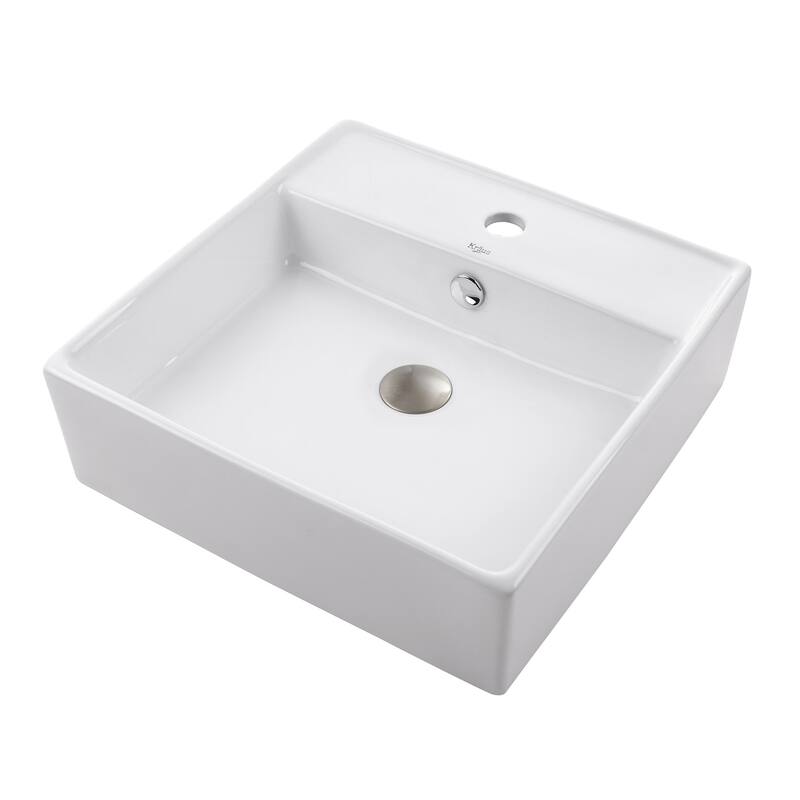Kraus 18-1/2" Ceramic Vessel Bathroom Sink - Includes Pop-Up Drain